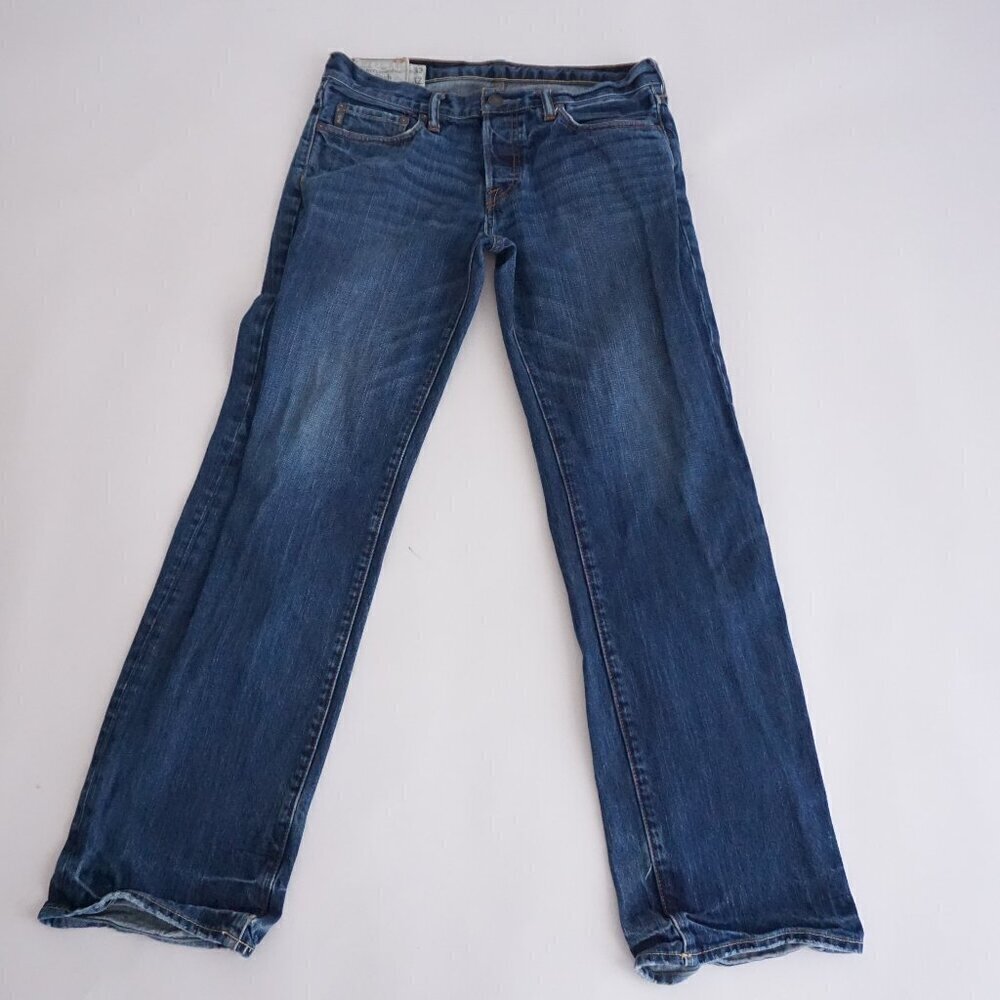 Abercrombie & Fitch Dark Wash Classic Straight Bootcut Blue Denim Jeans 32X32